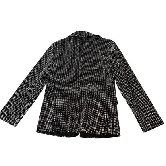 Steve Madden Rhinestone Blazer XS Black Silver Sparkle Party Jacket - Picture 5 of 8